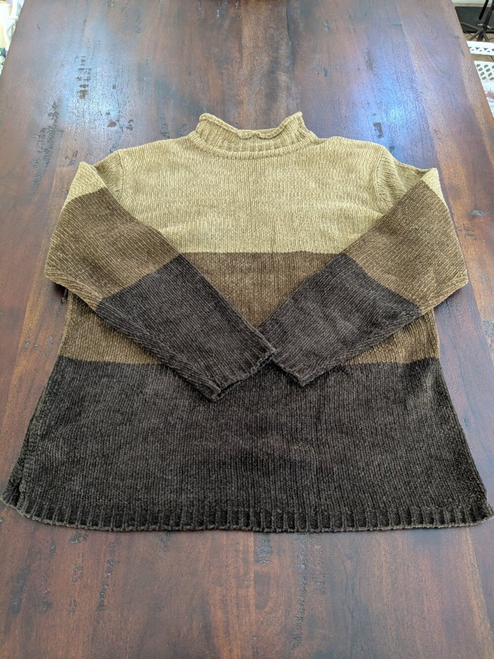 Vintage Carolyn Taylor Chenille Colorblock Mock Neck Sweater - Size XL